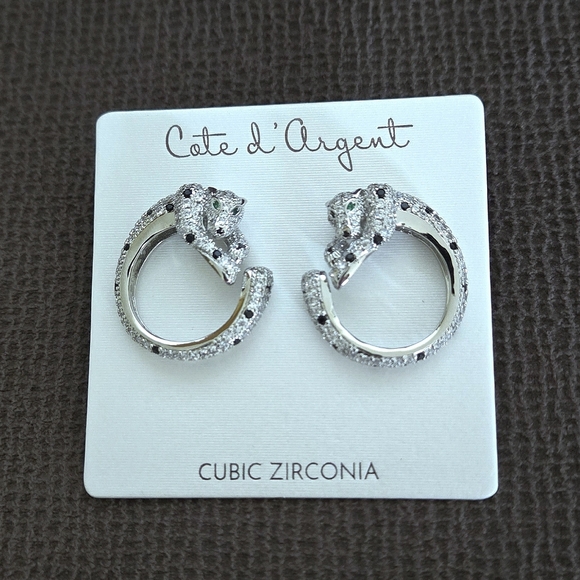 Cote d'Argent Circular Silver🤍 Cheetah Earrings - NWT - Picture 15 of 16